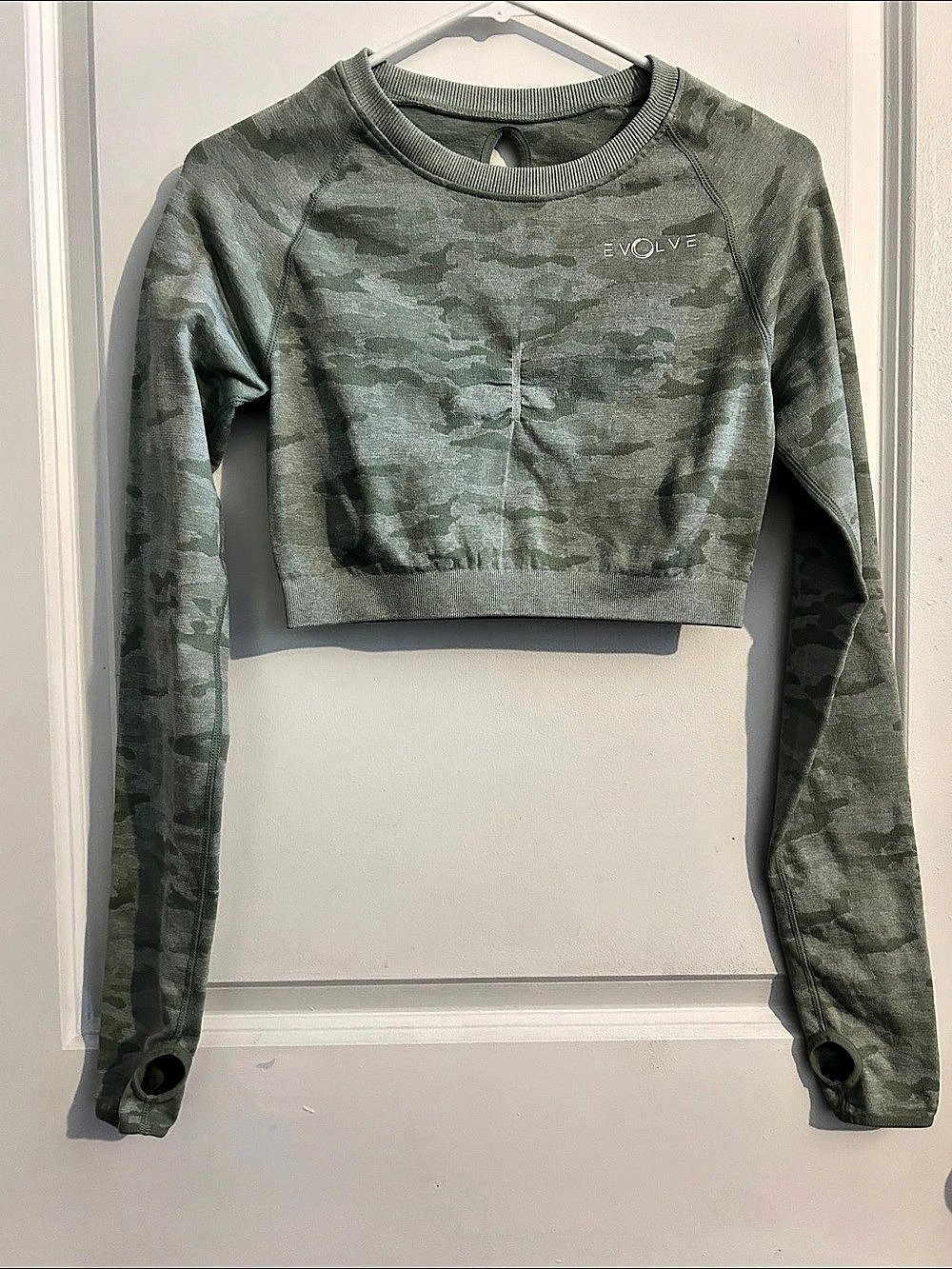 Evolv Camo Cropped Long Sleeve Top Size Large